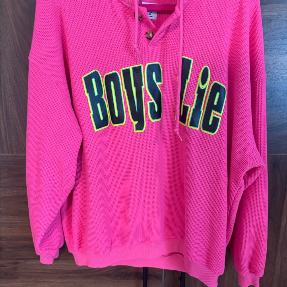 Boys Lie Pink waffle knit style sweatshirt